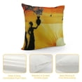 thumbnail image 4 of PHYHOO Throw Pillow Cushion Cover, of a Local Lady with Pot on The Head at Sunset Savannah Illustration, Decorative Square Accent Pillow Case, Black Orange White, 4 of 5