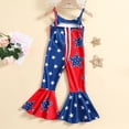 thumbnail image 5 of Qopobobo 4th July Clothing Baby 4th of July Baby Girl Outfits Fourth of July American Flag Ruffle Romper Fly Sleeve Smocked Bodysuit Blue,3-4 Years, 5 of 6