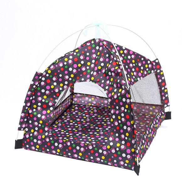 LEEYNEEROutdoor Cat Dog Puppy Mesh Tent Breathable Sun Shelter House for Pets (Dark Blue)