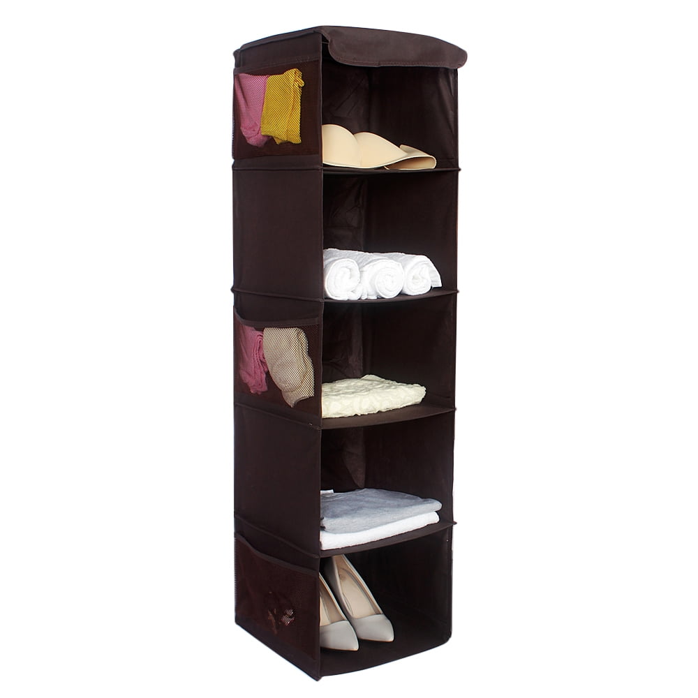 Hanging Closet Organizers 5 Shelf Fabric Type Multi Layer Storage Box