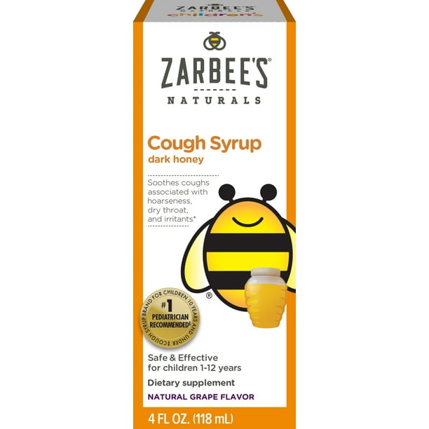 Zarbee's Naturals Children's Cough Syrup with Dark Honey, Grape, 4 fl