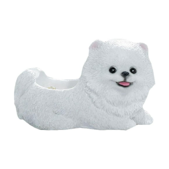 Figura de perro pomerania Linda llave, coleccionable para mascotas, estatua decorativa de resina de escultura de animales para el jardín decoración