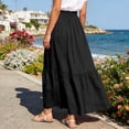 thumbnail image 4 of Tiered Maxi Skirt with Pockets, High Waisted A-Line Long Skirt, Casual Flowy Summer Skirt, 4 of 6