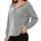 thumbnail image 1 of Sudadera con Capucha para Mujer, Cuello Abotonado, Cordón Ajustable, Sudadera Informal de Larga, Camisetas. Gris M, 1 of 10