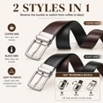 thumbnail image 7 of Men's Reversible Genuine Leather Belt, 1.38" Wide 2-in-1 Dress Belt with 360° Rotating Pin Buckle, Adjustable Business Casual Belt, Blue Brown Coffee, Sizes 33"-43" - TRISJEM, 7 of 7