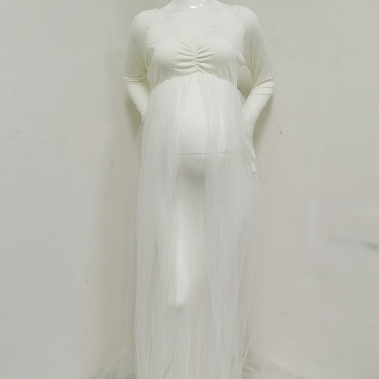 WAJCSHFS Maternity Dresses Casual Womens Maternity Tank Dress Stripe Color  Block Sleeveless Knee Length (White,M) 