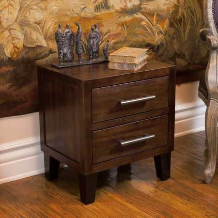 Brownstone Acacia Wood Two Drawer Night Stand