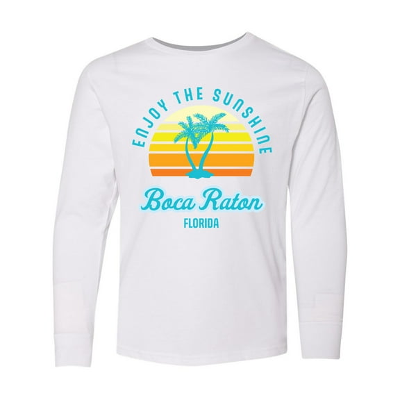 Inktastic Summer Enjoy the Sunshine Boca Raton Florida in Blue Long Sleeve Youth T-Shirt