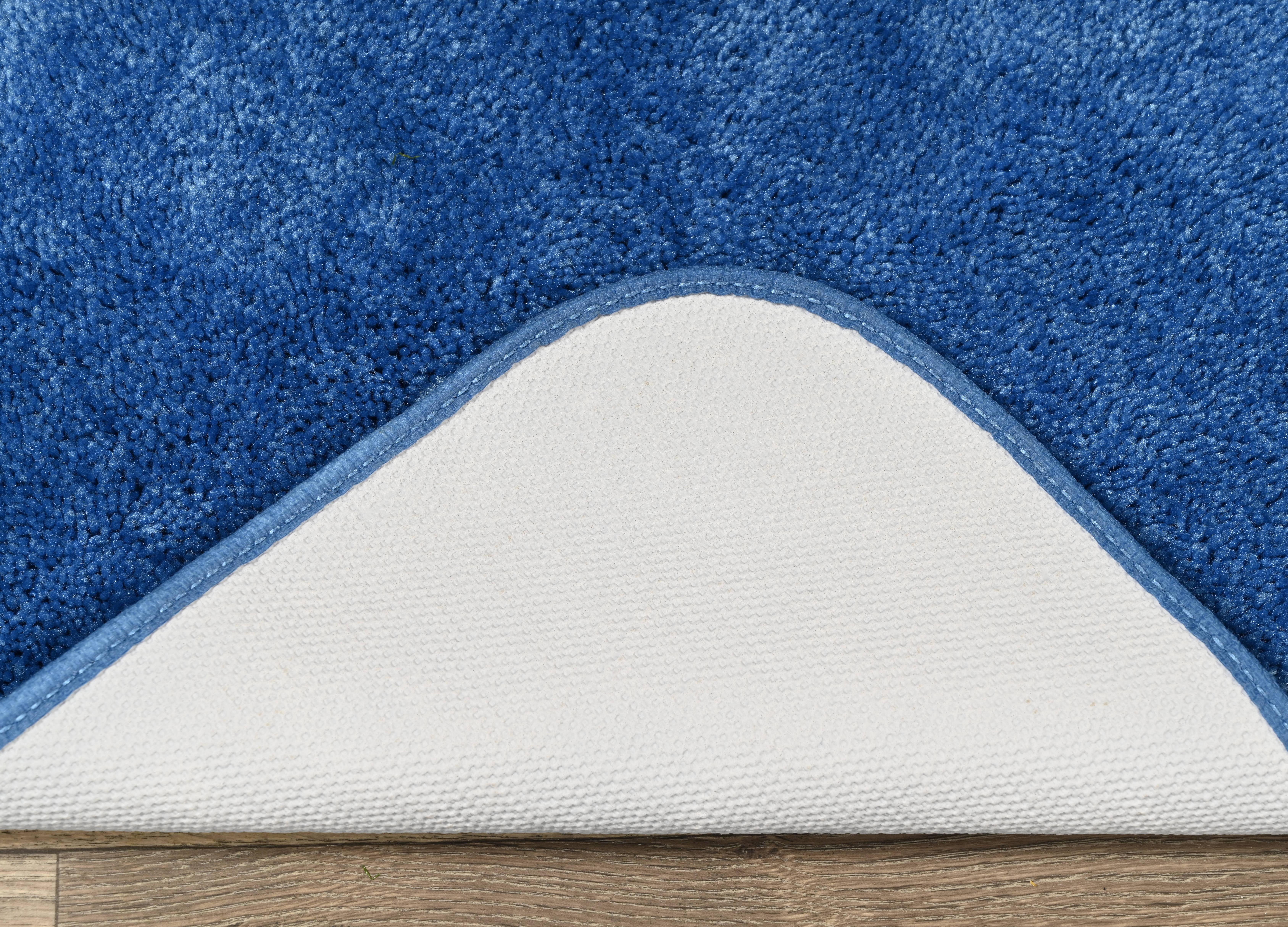 Garland Rug Traditional Washable Bath Rug Set, 3 Piece Set (21"x34" Bath Rug, Contour Rug, & Toilet Lid) Electric Blue