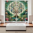 thumbnail image 2 of Ambesonne Springtime Kitchen Curtains, Circular Tree Flourish, 55"x30", Green Blue and Pink, 2 of 3