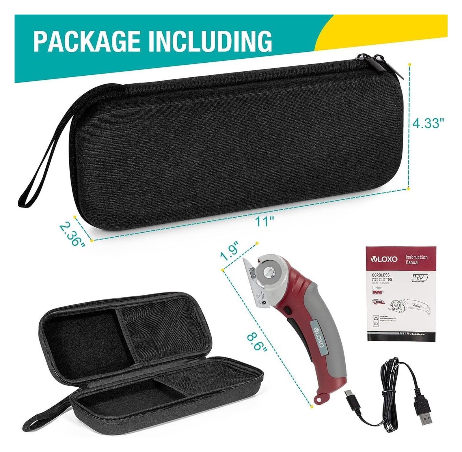 Cordless Electric Scissors,Cardboard Cutter with Safety Lock 4.2V Electric Mini Cutter Rechargeable Rotary Cutter for Leather Felt Rug Box with Storage Box Pink