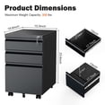 thumbnail image 2 of ZUNMOS Rolling File Cabinet, 3 Drawer Mobile File Cabinet with Lock, Metal Small Vertical File Cabinet with Pre-Assembled for Home Office, Black, 2 of 7
