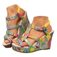 thumbnail image 3 of HSMQHJWE Womens Wedge Sandals Comfortable Platform Wedge Heel Toe Women's Shoes Color Blocked Strappy Slip Openwork Sandals, 3 of 4