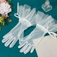 thumbnail image 7 of 1Pair Satin Lace Bridal Short Gloves for Wedding Opera Dinner Party White 310x220x2mm, 7 of 7