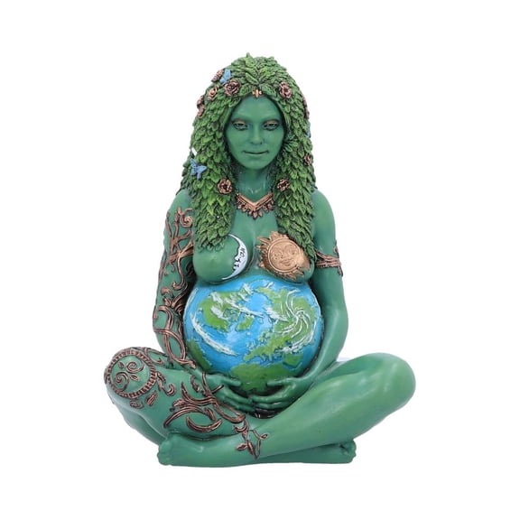 Nemesis Now Small Ethereal Mother Earth Gaia Art Statue Painted Figurine, Green, 17.5cm