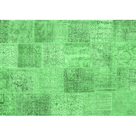 Ahgly Company Indoor Rectangle Patchwork Emerald Green Transitional Area Rugs, 2' x 4'