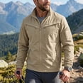thumbnail image 5 of WIZUTIZ Men's Outdoor Jacket Solid Color Zipper Pocket Stand Collar Long Sleeve Windproof Polyester Multi-Pocket Coat for Mountaineering Riding Hiking Daily Mens Fashion, 5 of 9
