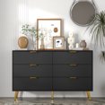 thumbnail image 3 of Oubayajia Modern Bedroom 6 Drawer Dresser, Wood Storage Chest of Drawers with Fluted Panel, Black, 3 of 7