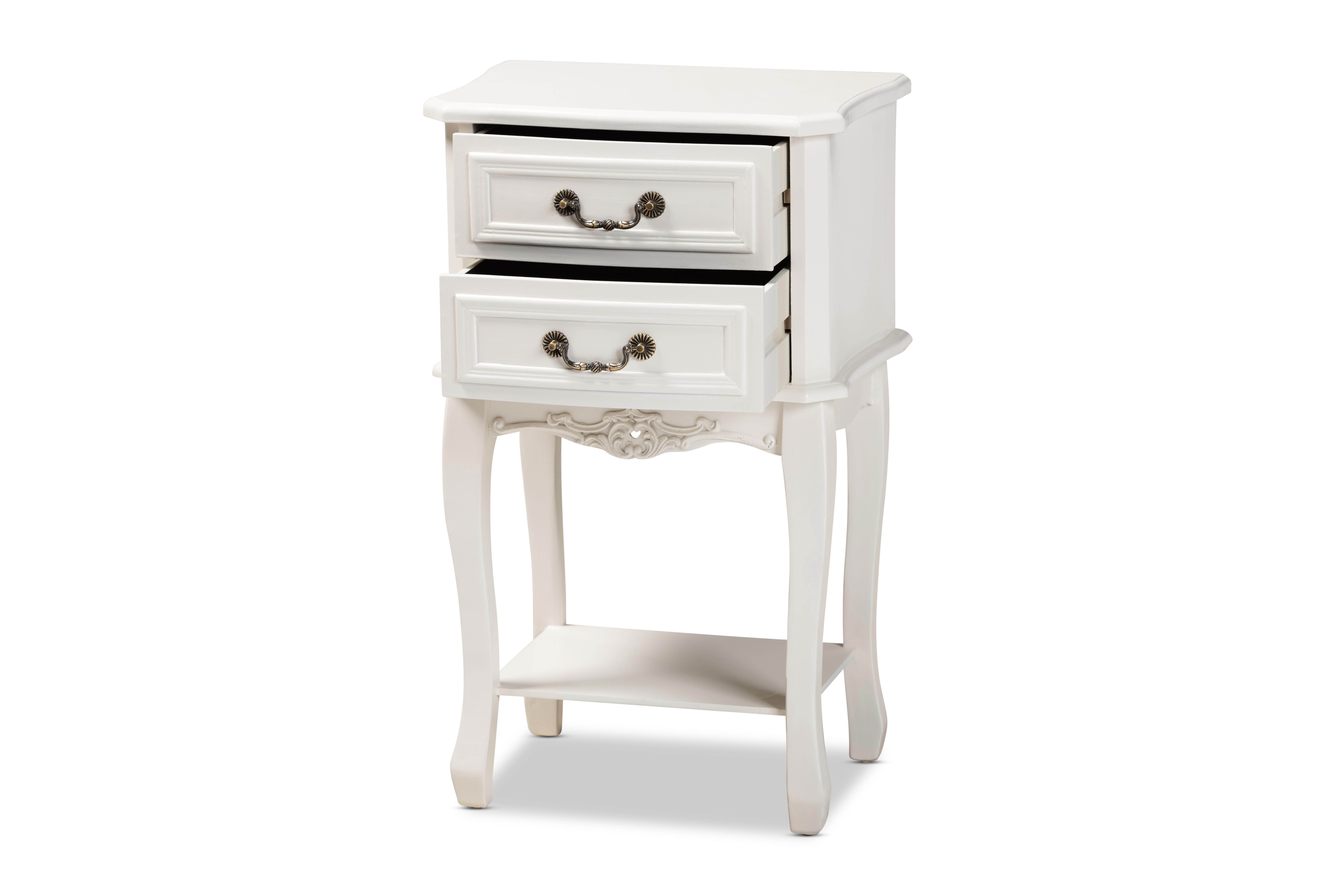 Baxton Studio Gabrielle Traditional French Country Provincial White-Finished 2-Drawer Wood End Table