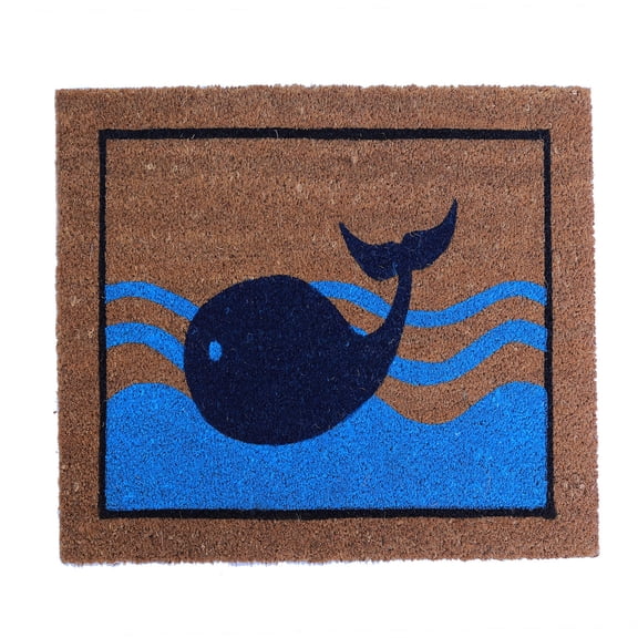 Imports Decor Inc 30" Brown, Blue, and Black Dolphin Rectangular Handwoven Mat