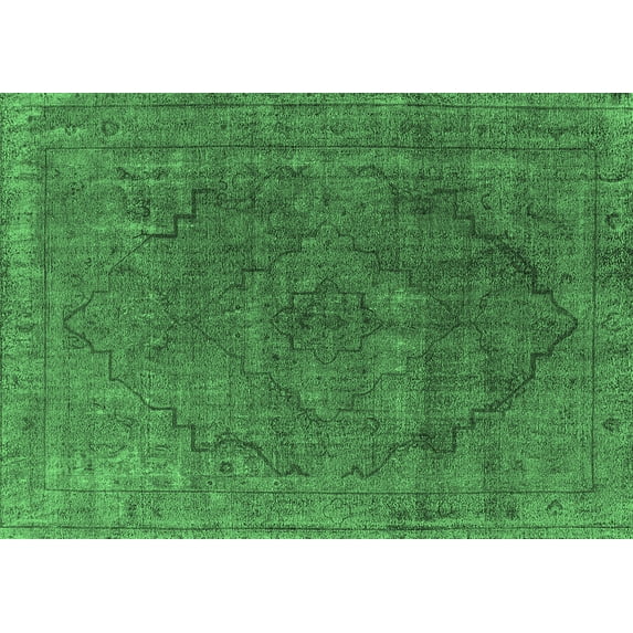 Ahgly Company Indoor Rectangle Oriental Emerald Green Industrial Area Rugs, 8' x 10'