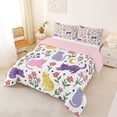 thumbnail image 2 of Homewish Cartoon Cat Animals Queen Comforter Set,Cute Floral Moon Comforter Sets Queen,White,Pink Reversible,3 Pieces,1 Comforter and 2 Pillowcases, 2 of 7