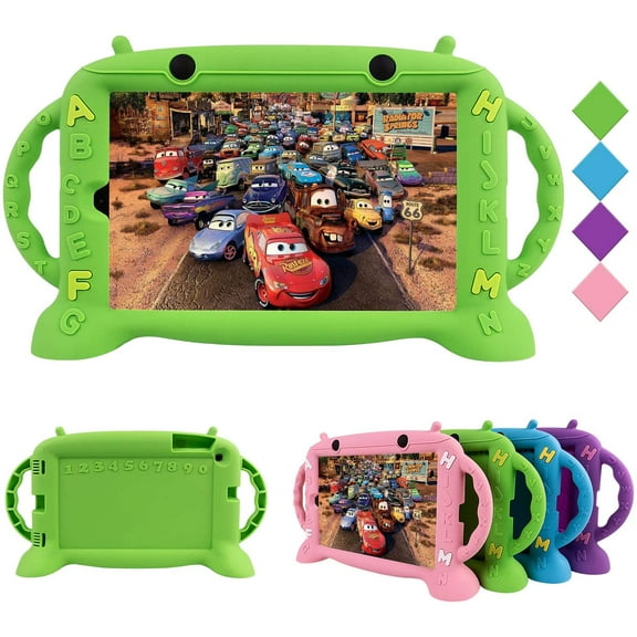 Golden Sheeps Kid Case Compatible for Samsung Galaxy Tab A 10.1 2019 Model T510 T515 T517 Lovely Cartoon Shockproof Silicone Protective Convertible Handle Stand [BPA Free] (Green)