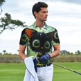 thumbnail image 3 of Balery Cute Big-Eyed Black Cat Camisa Polo de Hombre con Estampado, de Manga Corta y Tejido Medio, Camisa Tipo Golf Polo-3X-Large, 3 of 6