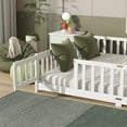 thumbnail image 4 of PAPROOS Queen Floor Bed Frame, Wood Floor Platform Bed with Fence and Door, No Box Spring Needed, Modern Queen Size Montessori Floor Bed for Little Girls Boys, Playhouse Bed Frame, White, 4 of 7