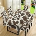 thumbnail image 2 of Xoenoiee Brown Cow Print Rectangle Christmas Tablecloth Chair Cover Set Table Covers 82x55 Inches Table Cloth 4 Pieces Chair Cover for Kitchen Dining Room Decorative, 2 of 6
