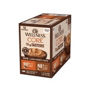 Wellness CORE Tiny Tasters Pate Variety Pack Adult Wet Cat Food, Natural, Protein Rich, Grain Free, Land Recipes, 1.75 oz, Pack of 12 Pouches