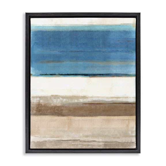 Stupell Industries Contemporary Blue & Tan Abstraction Black Floating Frame Canvas Art, 17 x 21, by Flora Kouta