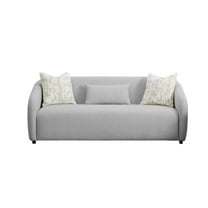ACME Etienne Wood and Linen Fabric Upholstered Sofa with 3 Pillows in Gray