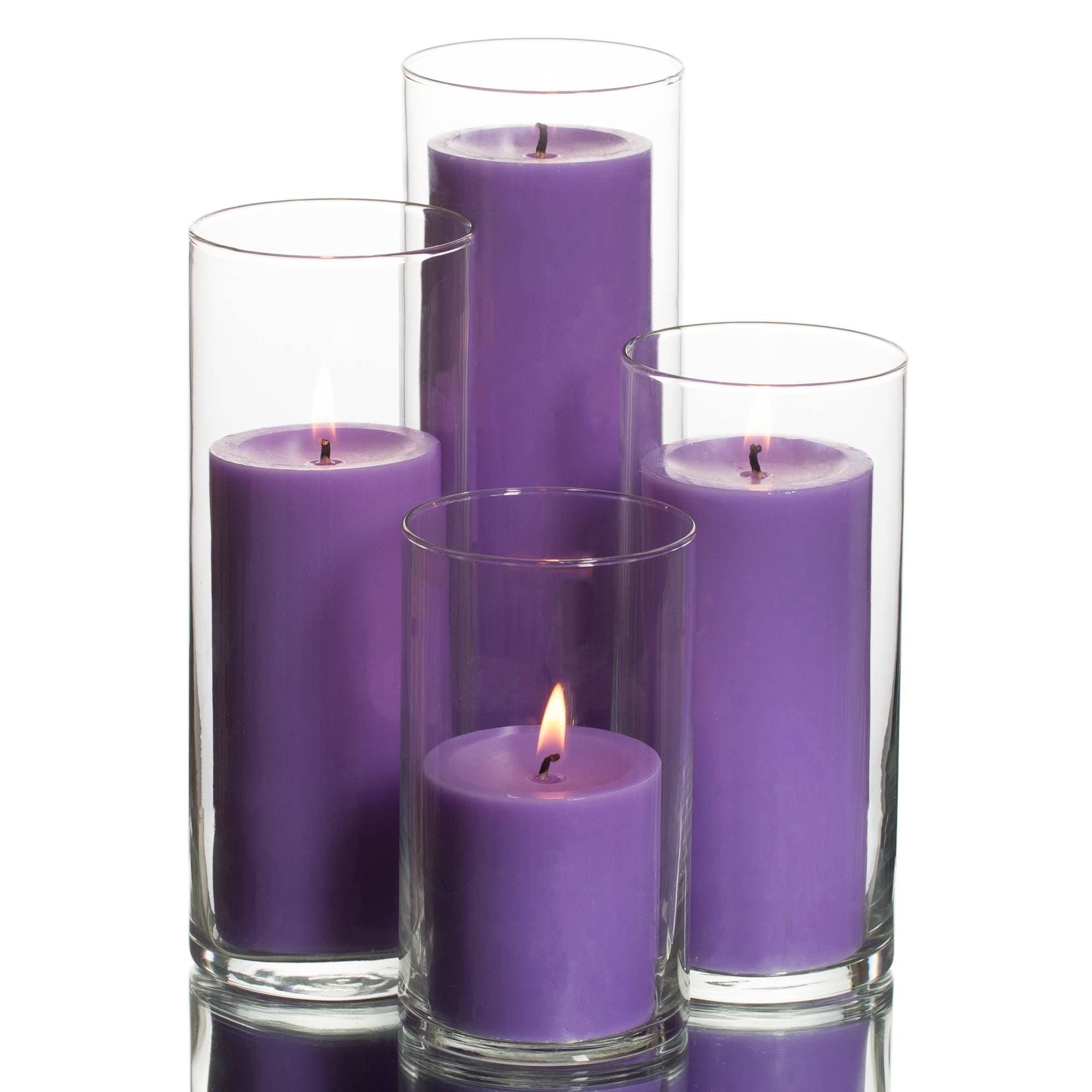 Richland Pillar Lavender Candles & Eastland Cylinder Holders Set of 4