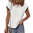 thumbnail image 2 of Xmyrz T Shirts For Women Commuting Solid V Neck Loose Pullover Short Sleeve Versatile Casual Tops Casual Blouses, 2 of 5