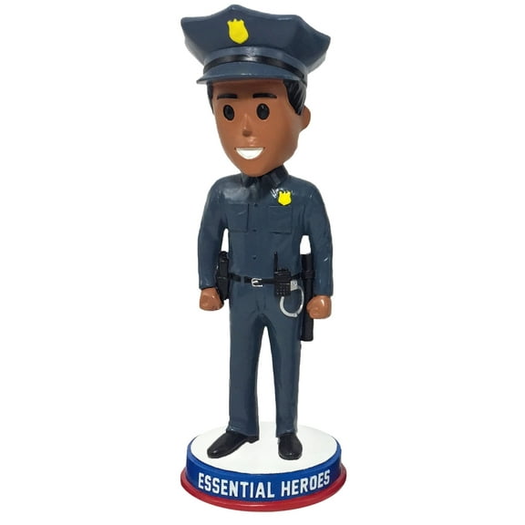 Police Officer Essential Heroes Bobblehead Male Dark Skin Tone