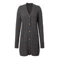 thumbnail image 4 of Gubotare Long Sleeve Cable Knit Long Cardigan for Women 2025 Fall Winter Chunky Open Front Button Sweaters with Pockets (Dark Gray,L), 4 of 5
