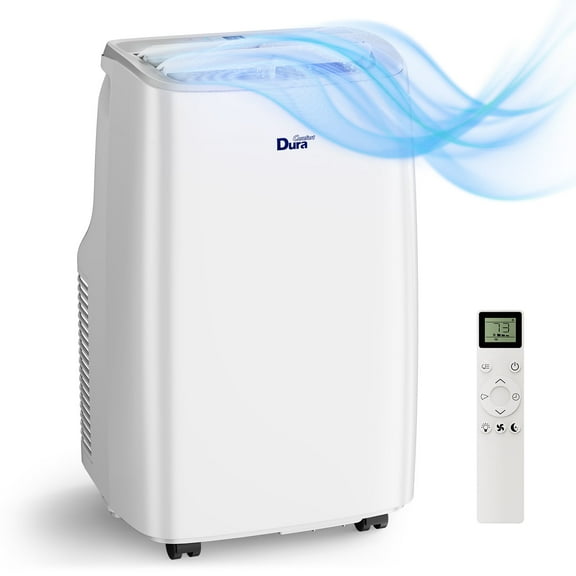 DuraComfort Dual Motor Portable Air Conditioners 7250 BTU (11000 BTU ASHRAE) for Room up to 350 Sq.Ft, Portable AC unit White