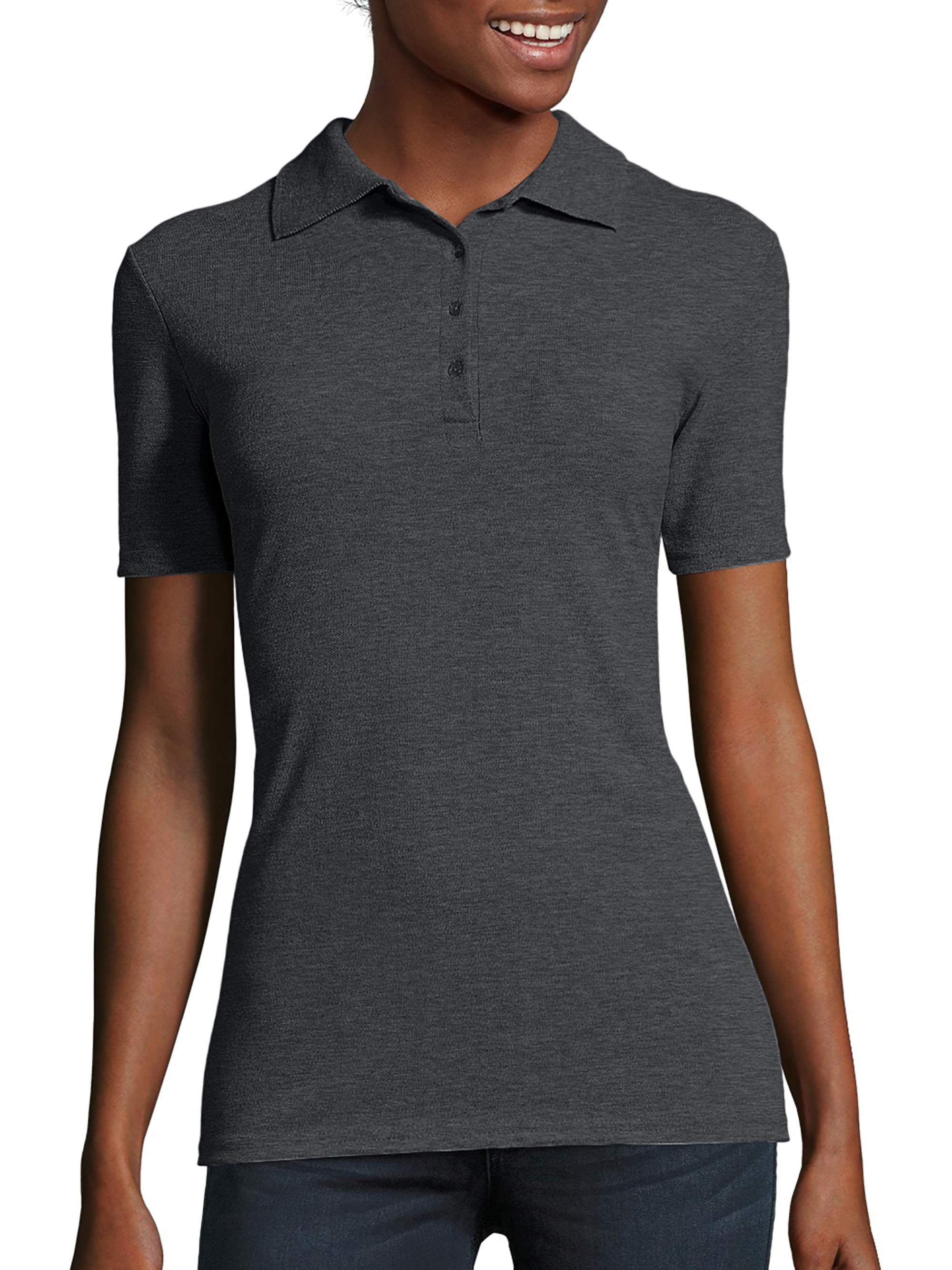 Hanes Women's X-Temp Pique Sport Shirt With Fresh IQ - Moisture-Wicking Polo With UPF 40+ Protection