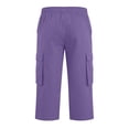 thumbnail image 5 of Resicozy Cargo Capri Pants for Men Casual Elastic Waist Work Shorts Relaxed Fit Hiking Tactical Capris with Multi Pockets Purple M, 5 of 8