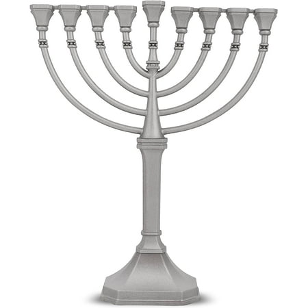 Zion Judaica Classic Graceful Menorah, 9.5" Satin Silver