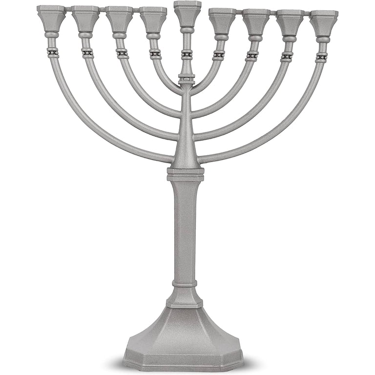 Zion Judaica Classic Graceful Menorah, 9.5" Satin Silver photo 1