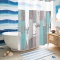 thumbnail image 5 of No Hook Shower Curtain, Turquoise Gray Shower Curtains for Bathroom with See Through Top Window, Country Retro Mottled Texture Wood Grain Waterproof & Washable Bath Curtain Extra Long 72"x96", 5 of 9