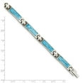 thumbnail image 2 of Stainless Steel Polished Fold-over Blue Enamel 7.25inch Bracelet 6mm Wide Link Bracelet for Women, 2 of 2