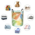thumbnail image 6 of PAYOHTO Foldable Laundry Room Hamper Bucket Waterproof Bathroom Basket for College Student Living Room Storage Pillows Blankets Leaves Palm Tree, 6 of 8