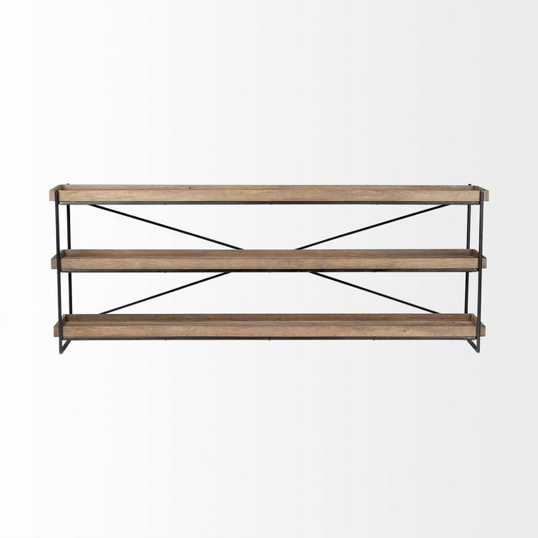 Light Brown Mango Wood Finish Console Table With Matte Black Iron Frame Light Brown Mango Wood Finish Console Table With Matte Black Iron Frame