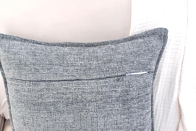 Grey Cushion Covers 18x18 inches Soft Textured Chenille Solid Pillow Covers For Sofa, Accent Chair, Couch, Modern Cozy Gray PillowCases Set of 2