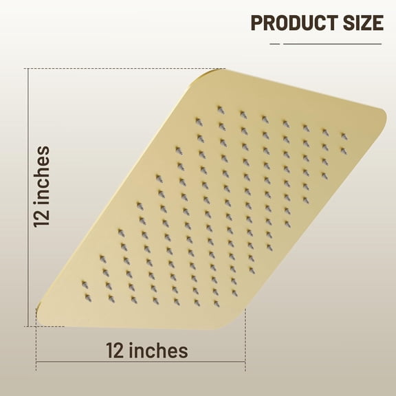 Esnbia 12 Inch Rain Shower Head Stainless Steel Brushed Gold Ceiling Mount