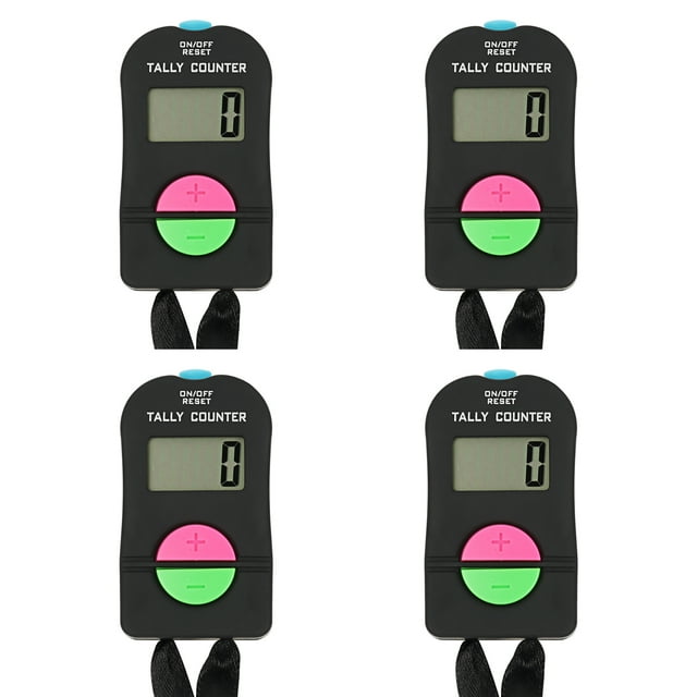 TOPTIE 4 PCS Electronic Hand Tally Counter Clickers, Add & Subtraction Number Clicker Counter with Lanyard for Golf Fish Lap