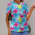 thumbnail image 6 of Flamingo Pattern T Shirts Basic T-Shirt Short Sleeve Ladies Tee Shirt Summer Graphic Clothing, 6 of 6